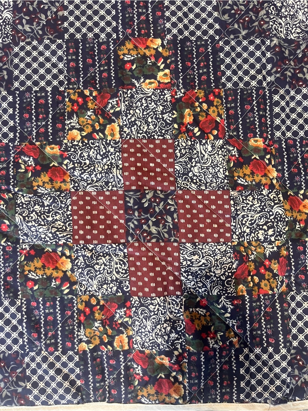 Floral Patchwork cheater Quilt